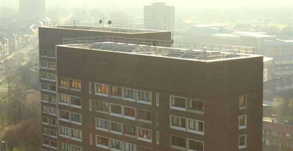 Flat roof on tower block