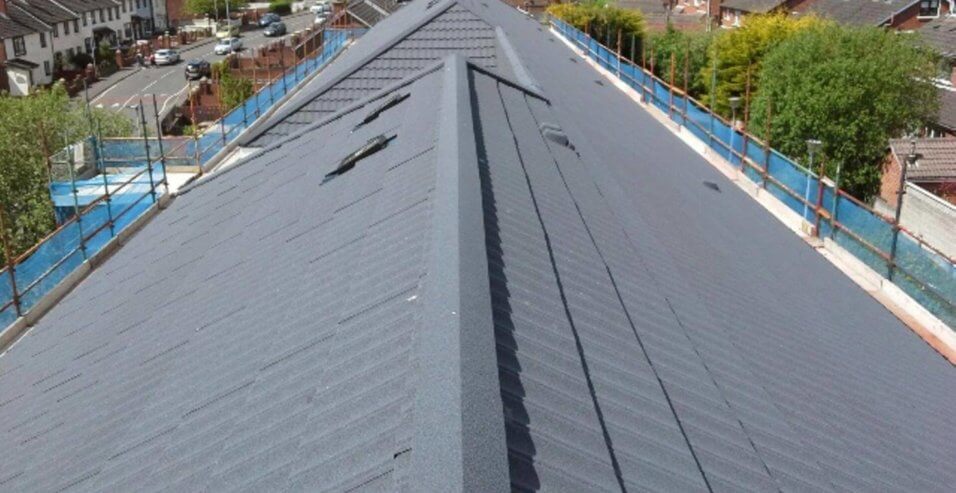 Lenadoon Avenue finished roof from above