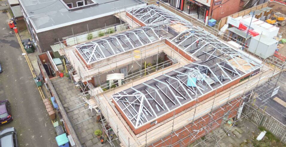 Grosvenor Street during the pitched roof installation