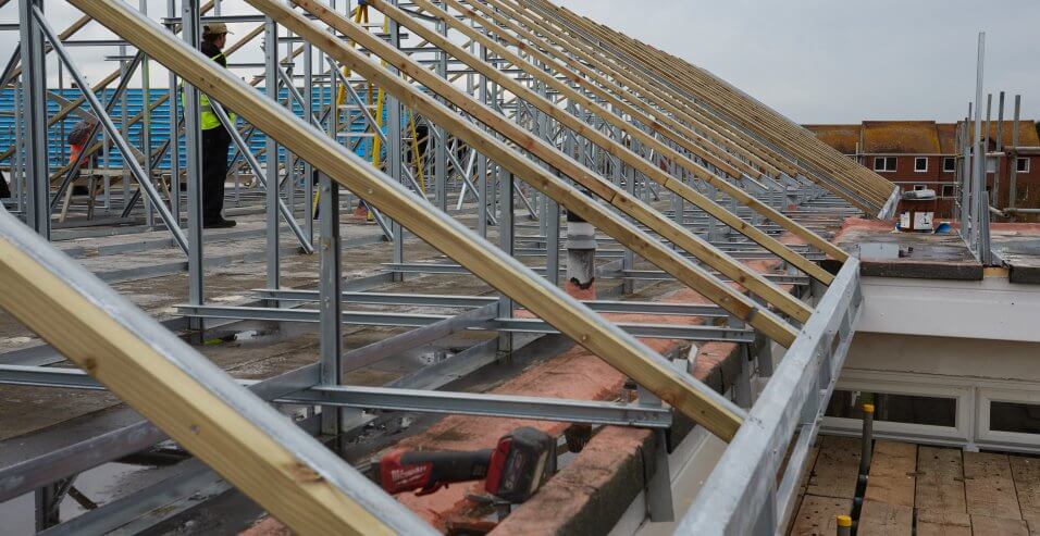 Sutton Place roof under construction