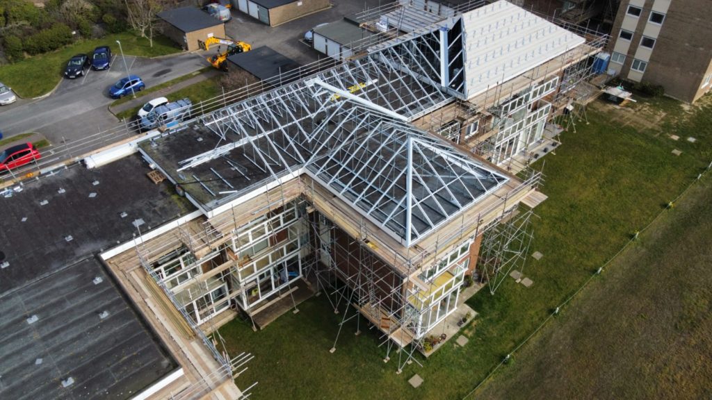 Roof partially constructed