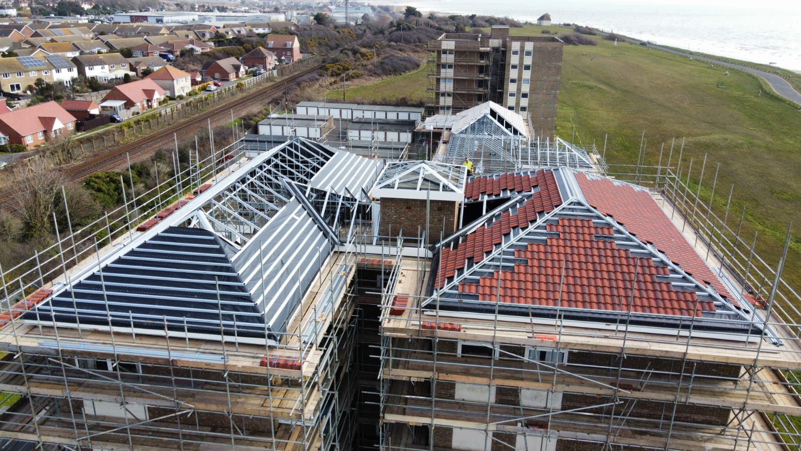 Cobham Towers roof construction in progress